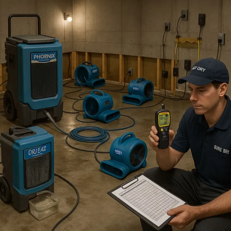 Structural Drying and Dehumidification process in Bolinas, CA